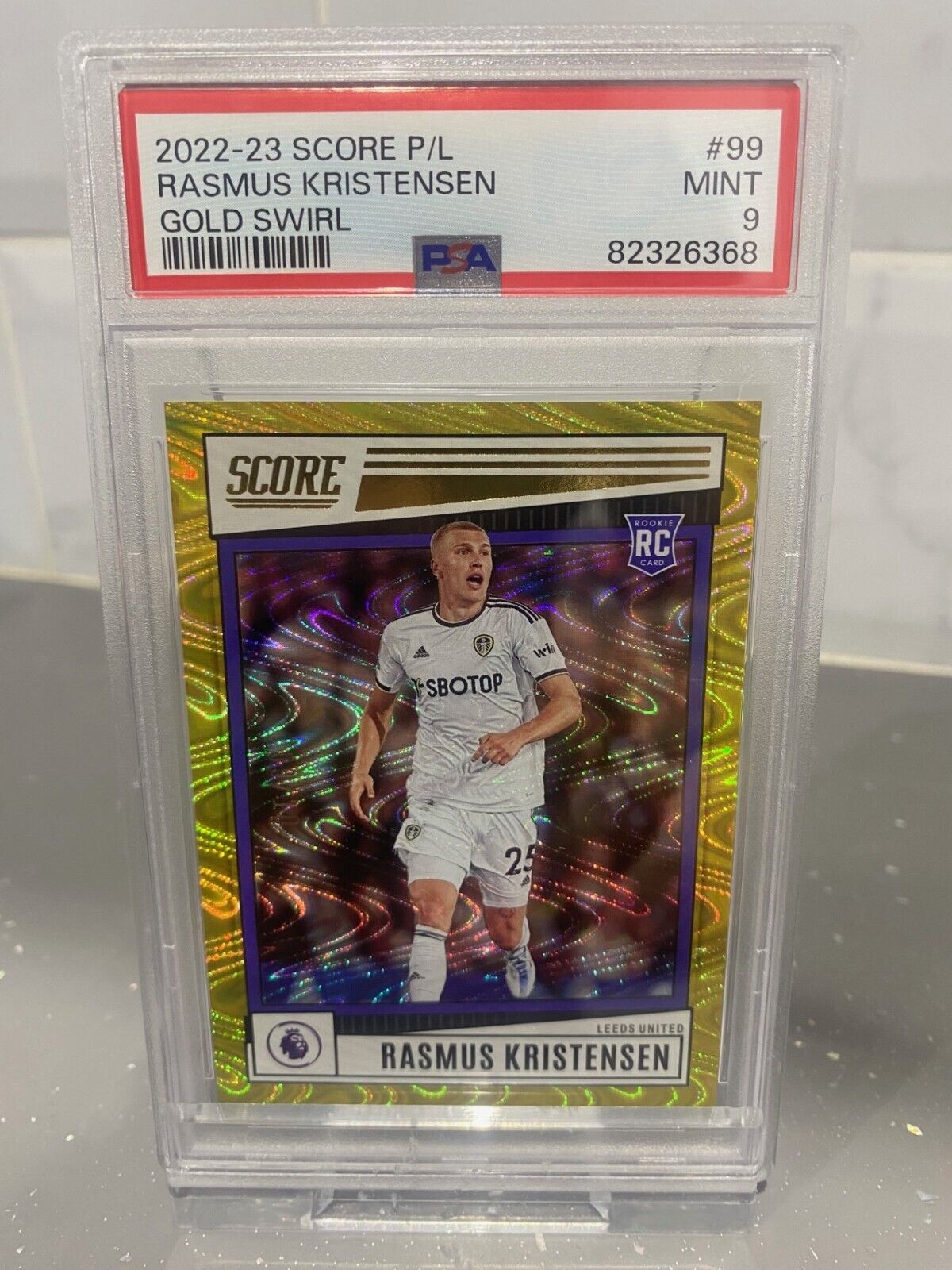 RASMUS KRISTENSEN NUMBERED /10 SCORE ROOKIE GOLD SWIRL PSA 9