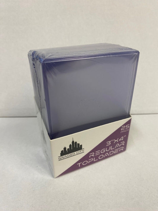 TOPLOADER RIGID CARD SLEEVES X 25 REGULAR 3" X 4" GRADED CITY CARDS