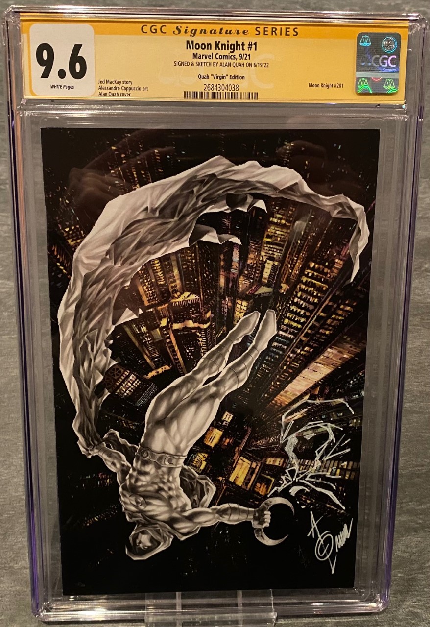 Moon Knight #1 CGC Signature 9.6 Signed and Sketched by Alan Quah 